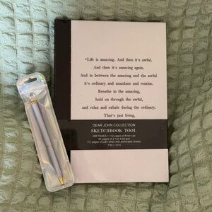 Dear John Linen Covered 288pg Journal Notebook Sketchbook + Clear Crystal Pen 📝